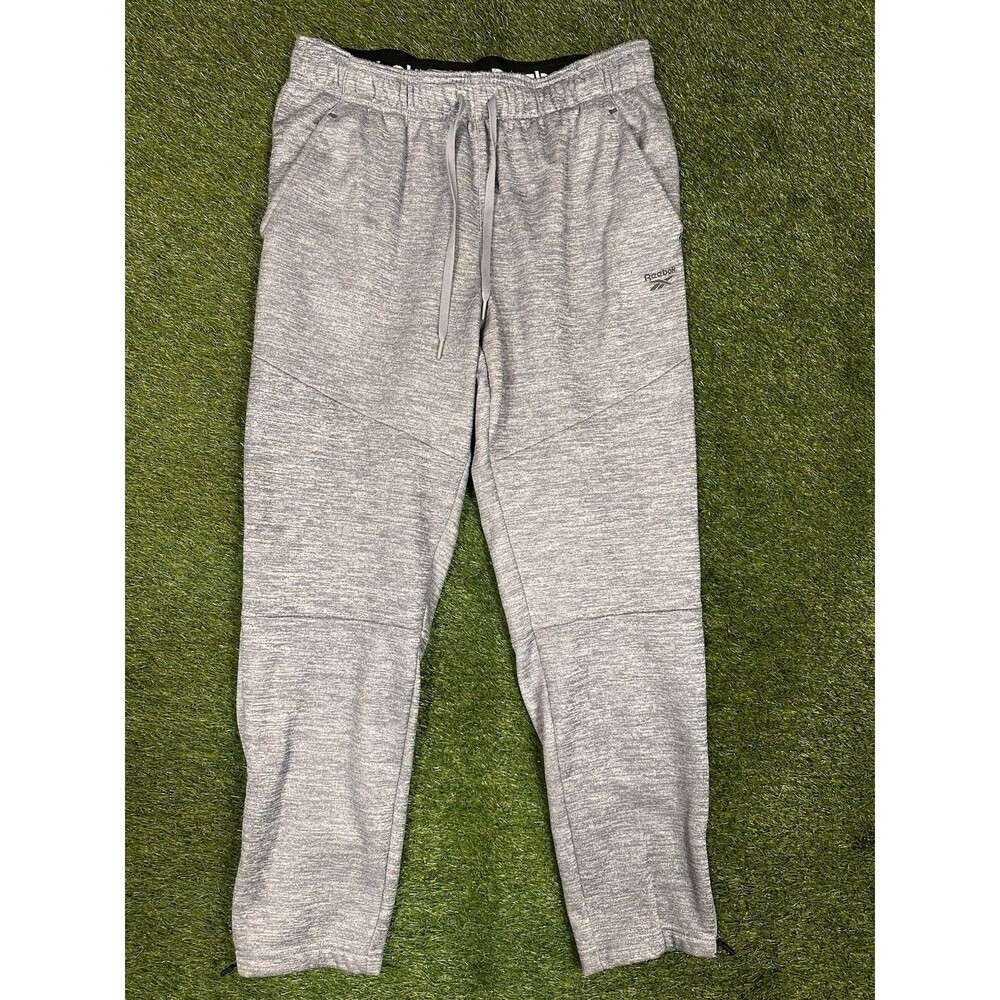 Reebok Gray Fur Lined Winter Joggers Size Large Ankle Zips Grey
